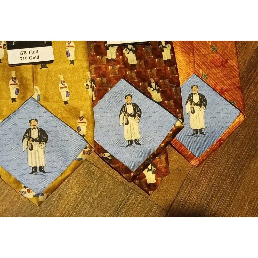 Guy Buffet Collection Wine and martini Tasting Vtg Silk Neck Tie Lot Of 3
